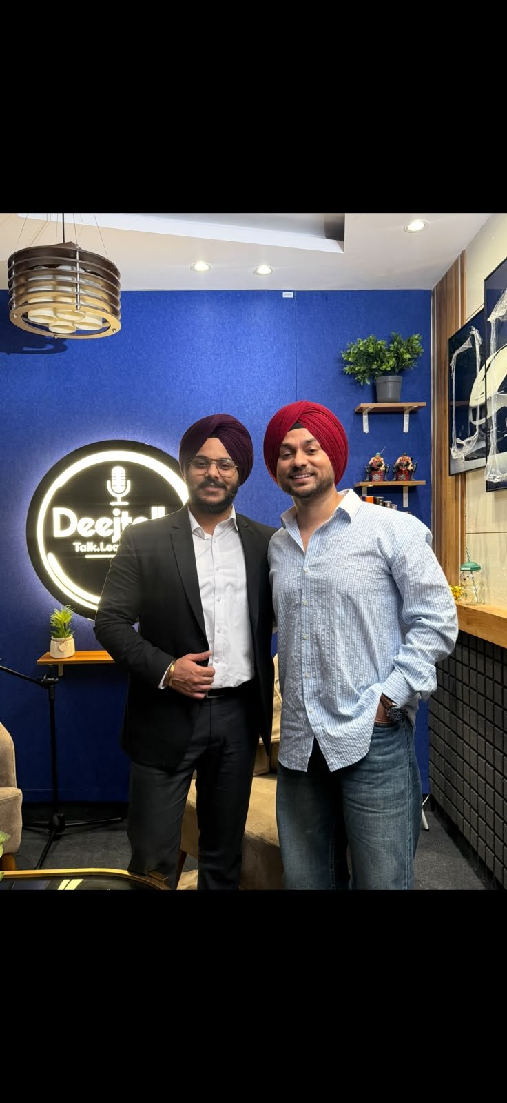 Daljeet Singh Bedi with a Deej Talks guest at the studio